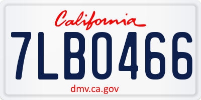 CA license plate 7LBO466