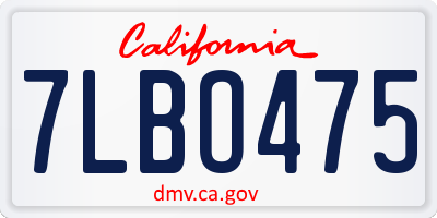 CA license plate 7LBO475