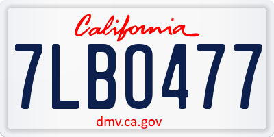 CA license plate 7LBO477