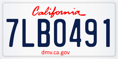 CA license plate 7LBO491