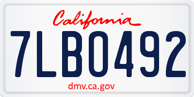 CA license plate 7LBO492