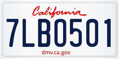 CA license plate 7LBO501