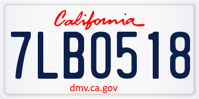 CA license plate 7LBO518