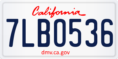 CA license plate 7LBO536