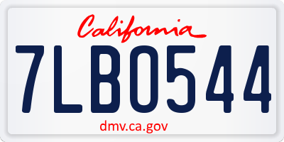 CA license plate 7LBO544