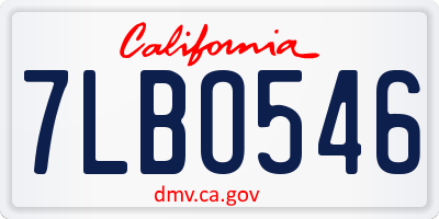 CA license plate 7LBO546