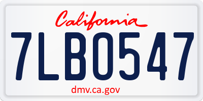 CA license plate 7LBO547
