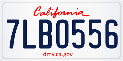 CA license plate 7LBO556
