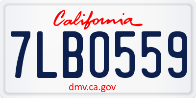 CA license plate 7LBO559