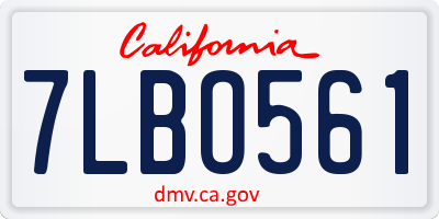 CA license plate 7LBO561