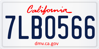 CA license plate 7LBO566