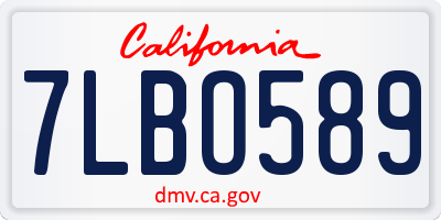 CA license plate 7LBO589