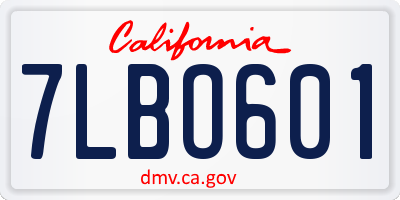 CA license plate 7LBO601