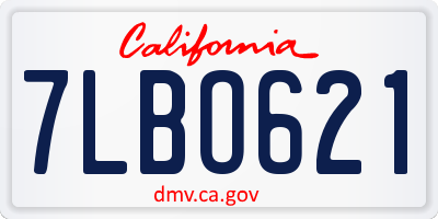 CA license plate 7LBO621