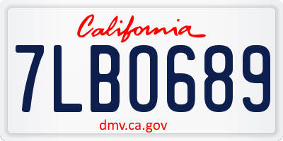 CA license plate 7LBO689