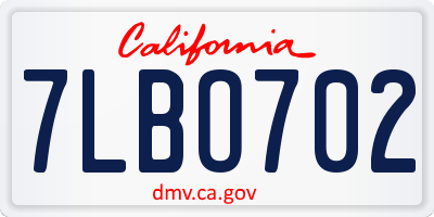CA license plate 7LBO702