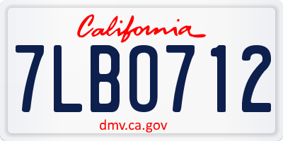 CA license plate 7LBO712