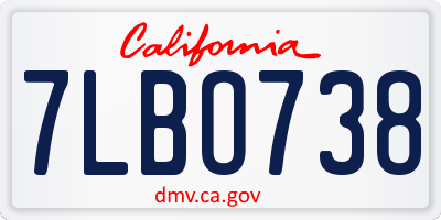 CA license plate 7LBO738