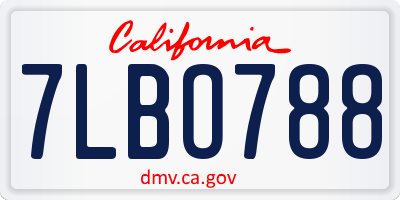 CA license plate 7LBO788