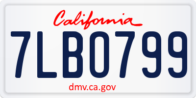 CA license plate 7LBO799