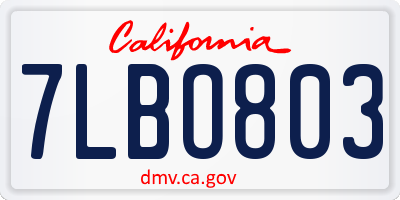 CA license plate 7LBO803