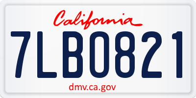 CA license plate 7LBO821