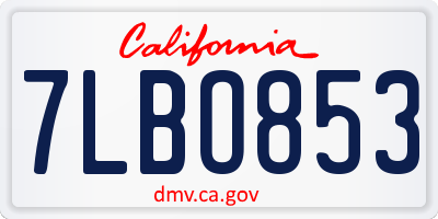 CA license plate 7LBO853