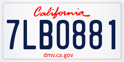 CA license plate 7LBO881