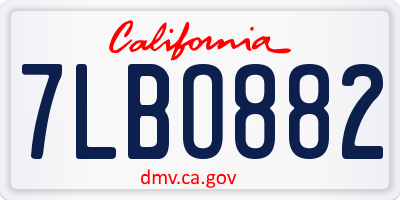 CA license plate 7LBO882