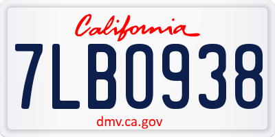 CA license plate 7LBO938