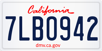 CA license plate 7LBO942