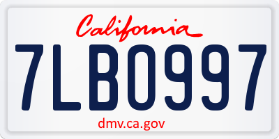 CA license plate 7LBO997