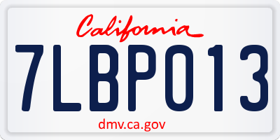CA license plate 7LBP013