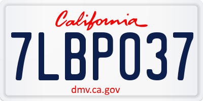 CA license plate 7LBP037