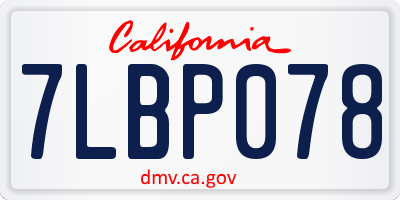 CA license plate 7LBP078