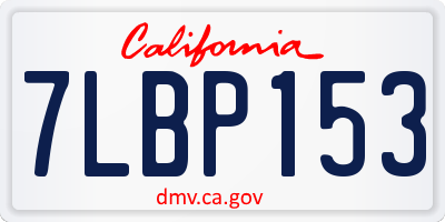 CA license plate 7LBP153