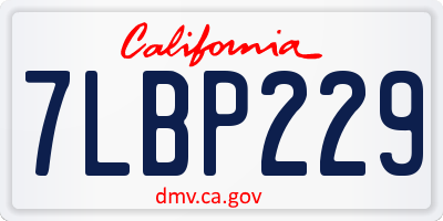 CA license plate 7LBP229