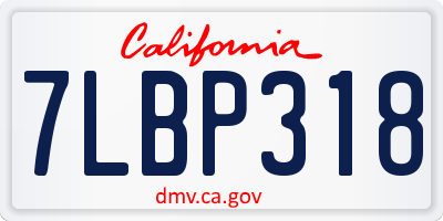 CA license plate 7LBP318
