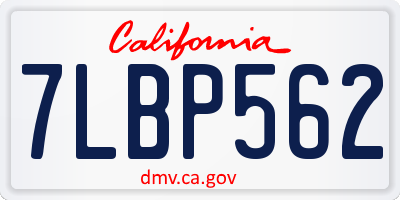 CA license plate 7LBP562