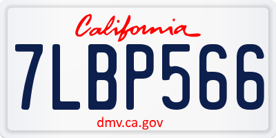CA license plate 7LBP566