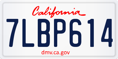 CA license plate 7LBP614
