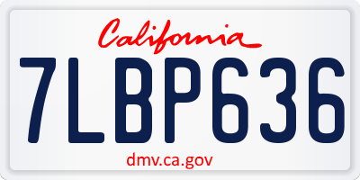 CA license plate 7LBP636