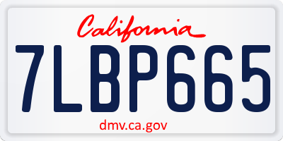 CA license plate 7LBP665