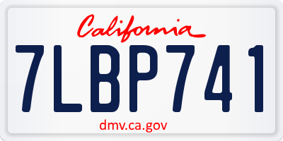 CA license plate 7LBP741