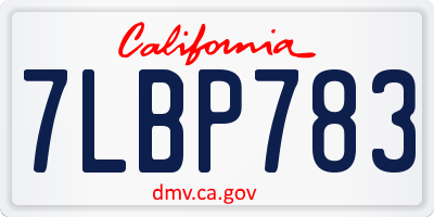 CA license plate 7LBP783