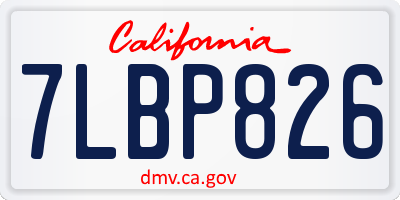CA license plate 7LBP826