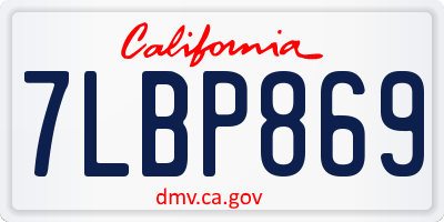 CA license plate 7LBP869