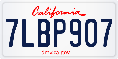 CA license plate 7LBP907