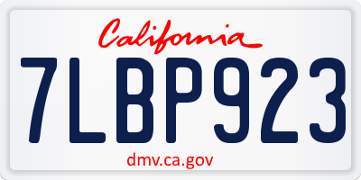 CA license plate 7LBP923
