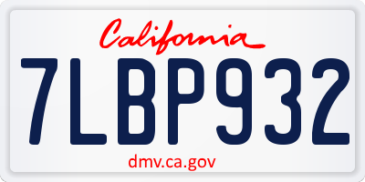 CA license plate 7LBP932